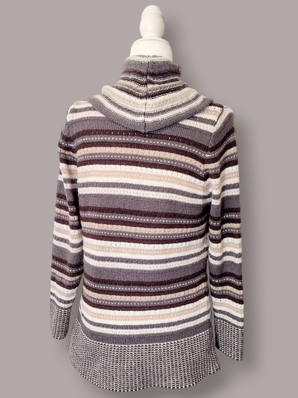 Vice Versa Striped Cowl Neck Sweater Size Medium - Picture 3 of 5